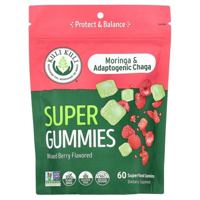 Kuli Kuli Super Gummies, Moringa & Adaptogenic Chaga, Mixed Berry, 60 Superfood Gummies
