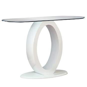 Ozzy High Gloss Oval Glass Top Sofa Table White - miBasics