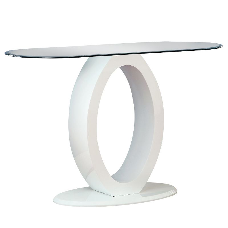 Ozzy High Gloss Oval Glass Top Sofa Table White - miBasics, 1 of 5