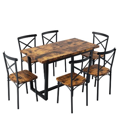 NicBex Dining Table Set for 6 Kitchen Table Table and Chair with 6 Chairs Perfect for Kitchen, Breakfast Nook, Living Room