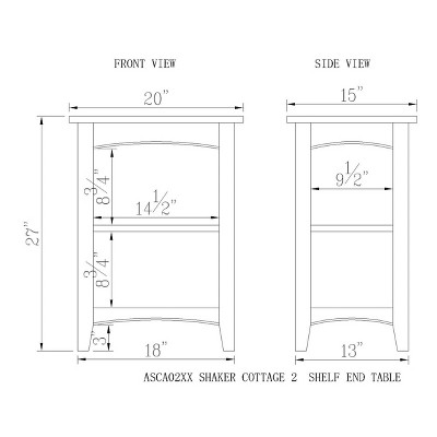 Espresso Shaker Cottage Wood 2 Shelf End Table