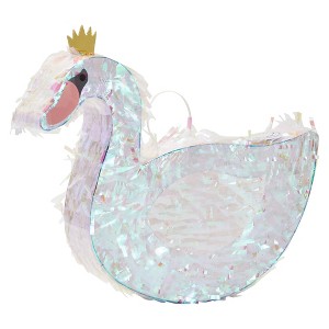 Blue Panda Small Swan Pinata, Princess Birthday Party Supplies, Iridescent Foil, 16.25 x 14 x 3 In - 1 of 4