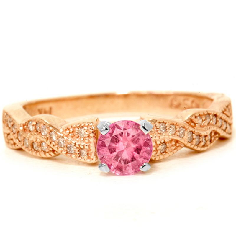 Pompeii3 3/4ct Pink Sapphire & Diamond Pave Vintage Ring 14K Rose Gold, 1 of 5
