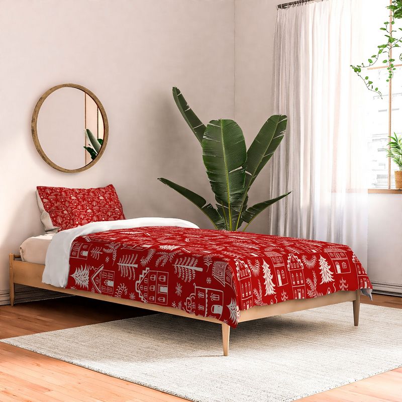 Pimlada Phuapradit Christmas village Red Comforter + Pillow Sham(s) - Deny Designs, 2 of 4