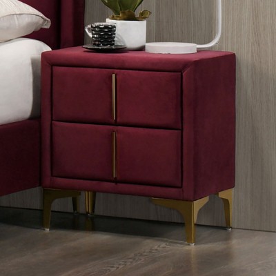 BDELITE Coated Nightstand Fully Upholstered Flannelette-22.25*14.37*24.25 Inch, Red&Gold