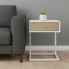 HomeRoots 25" White and Natural Wood and Steel End Table With Drawer And USB Port - 2 of 4