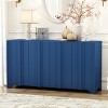 Wood Sideboard with Layered Linear Doors,MDF Storage Cabinet with Triangular Legs,4-Door Sideboard for Dining or Living Room-Coolbibila - 2 of 4