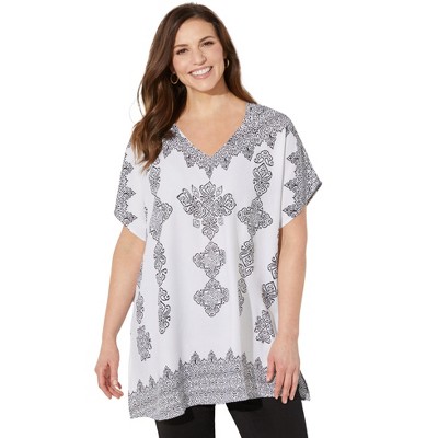Catherines Women's Plus Size Petite Dolman Sleeve Georgette Top