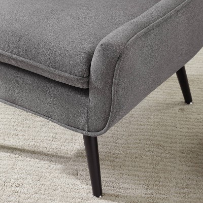 Gray Microfiber Accent Chair with Wood Legs