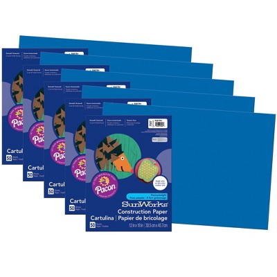 Prang® Construction Paper, Bright Blue, 12" x 18", 50 Sheets Per Pack, 5 Packs