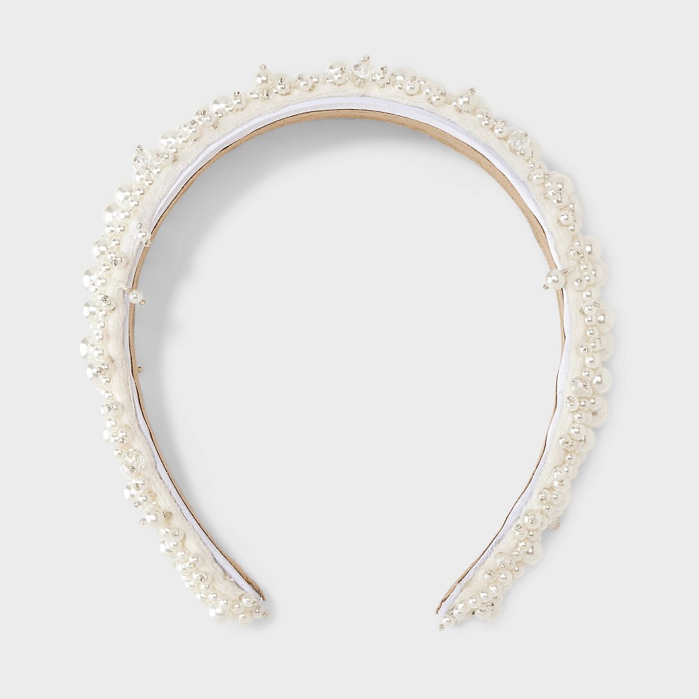 Photos - Hair Styling Product White Pearl Headband - Ivory