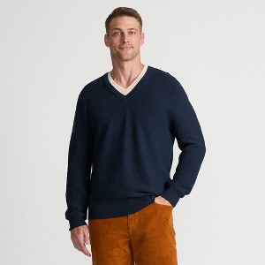 Lands' End Men's Long Sleeve Washable Merino Wool V Neck Sweater - 1 of 4