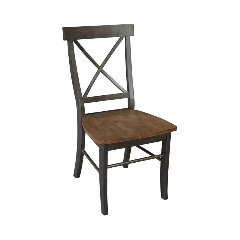 Set of 2 X Back Chairs with Wood Seat Hickory Brown - International Concepts, 4 of 12