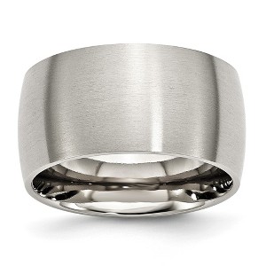 Black Bow Jewelry Men's 12mm Stainless Steel Brushed Half Round Comfort Fit Band - 1 of 4