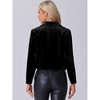 Allegra K Women's Velvet Notch Lapel Open Front Long Sleeve Party Cocktail Blazer Jacket - 3 of 4