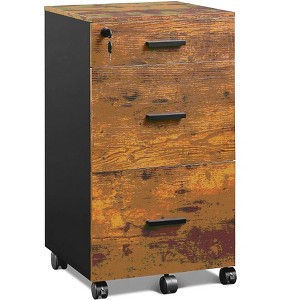 File Cabinet 3-Drawer Rolling Wood Cabinet for Home Office with Lock, Fits Letter/A4 Size - 1 of 4