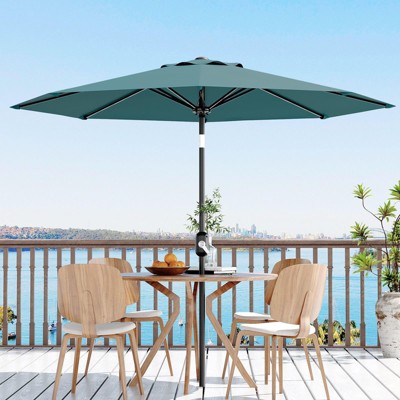 7.5ft Patio Umbrella, Table Umbrella Outdoor Patio with Crank Lift & Push Button Tilt, 6 Sturdy Ribs for Yard, Deck, Pool