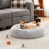 FONTOI 30 Inch Round Pet Bed Anti-Slip Fluffy Plush Faux Fur Cozy Dog Cute Bed Cat Bed, Washable Donut Dog Bed for Indoor, Gray, 30"* 30"*8" - 4 of 4