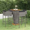 vidaXL Patio Bar Set Outdoor Bistro Set Bar Stool Bistro Table Poly Rattan - Gray 23.6" x 23.6" x 43.3" 4 Piece - 2 of 4