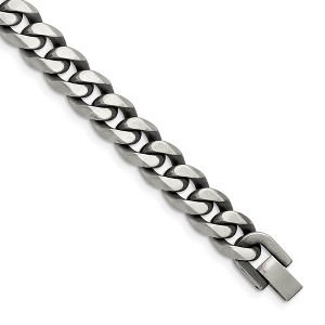 Black Bow Jewelry 10.5mm Stainless Steel Antiqued Beveled Curb Chain Bracelet, 8.5 Inch - 1 of 4