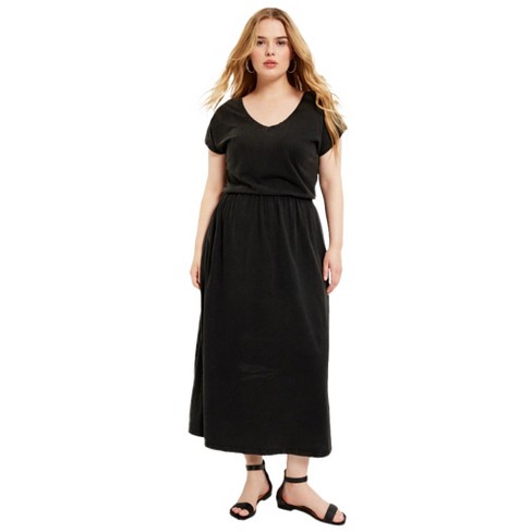 June + Vie By Roaman's Women’s Plus Size Maxi Dress, 22/24 - Black : Target