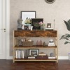 3 Tier Console Table with Drawers, Rustic Narrow Long Sofa Table with Storage Shelves, Behind Couch Accent Table for Entryway, Hallway, Living Room - 3 of 4