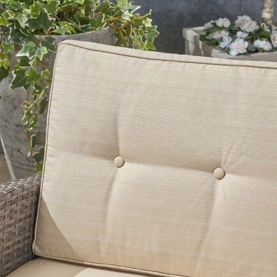 Gray and Beige Wicker Three-Seater Outdoor Sofa with Water Resistant Cushions