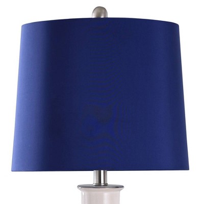 Blue and Cream Ceramic Table Lamp with Steel Accents