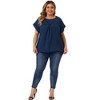 Agnes Orinda Women's Plus Size Swiss Dots Short Sleeve Lace Crochet Chiffon Pleated Casual Blouses - 3 of 4