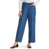 Collections Etc Easy-to-Wear Double Cargo Pocket Elasticized Waist Denim Pants - 2 of 4