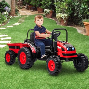 Garvee 12V Kids Ride On Tractor with Trailer, Electric Tractor with Remote Control,Safety Belt,for Boys Girls - 1 of 4