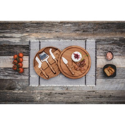 Monogrammed Acacia Wood Round Cheese Board and Tools Set