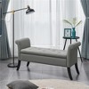 Yaheetech Modern Fabric Tufted Storage Ottoman Bench With Rolled Arms ...