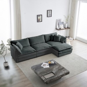Oversized 111.42" Chenille Modular L-Shaped Sectional Sofa with Double-layer Cushion and Ottoman, 4-Piece Free combination Sofa - 1 of 4