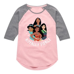 Girls' - Disney Princess - Royally Fierce Shirt Tail Raglan Graphic T-shirt - 1 of 4