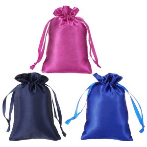 Unique Bargains Mini Smooth Soft Wedding Christmas Satin Bags with Drawstring 3 Pcs - 1 of 4