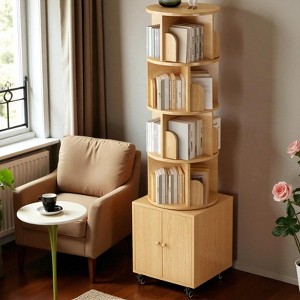 Mshliw 5-Tier Rotating Bookshelf with Drawer, 360° Spinning Corner Bookcase Storage Rack for Small Spaces, Bedroom, or Living Room - 1 of 4