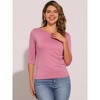 INSPIRE CHIC Women's Classic Solid Elbow Sleeves Round Neck Slim Fit T-Shirts - 3 of 4