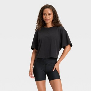 Women's Boxy Cropped Short Sleeve Top - JoyLab™ - 1 of 3