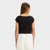 Girls' Short Sleeve V-Neck Ribbed T-Shirt - art class™ - 2 of 3