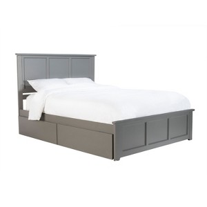 Platform Bed with Footboard & 2 Drawers - Storage Bed Frame - Slatted Support - 1 of 3