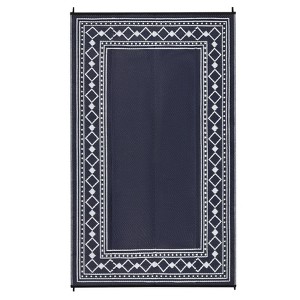 Outdoor Rug Modern Border Plastic Straw Rug Waterproof Reversible Outdoor Mat for Patio Porch Backyard Camping Picnic RV Pool Deck Beach Trailer - 1 of 4