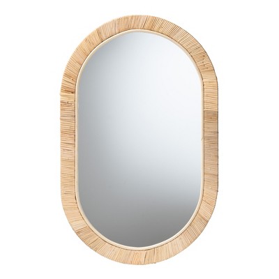 Bella Natural Rattan and Wood Oval Wall Mirror