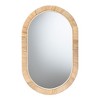 bali & pari Bella Modern Bohemian Natural Brown Mahognay Wood and Natural Rattan Oval Mirror - 2 of 4