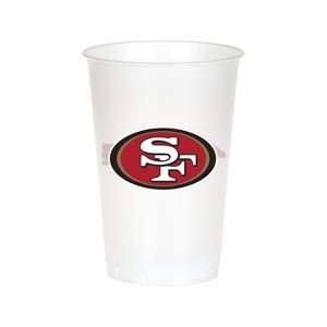 20oz 24ct San Francisco 49ers Football Reusable Cups: NFL Plastic Drinkware, Team Logo, Super Bowl Party Supplies - 1 of 3
