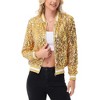 Anna-Kaci Women's Sequin Bomber Jacket with Ribbed Trim and Front Zipper Closure - 3 of 4