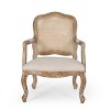 Set of 2 Andrea French Country Wood and Cane Upholstered Dining Armchairs - Christopher Knight Home - image 3 of 4