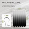 Aoibox Ombre Black Cloth Shower Curtain Set with Hooks, Washable Fabric Farmhouse Bathroom Decor, Rustic Black and White Design - 2 of 4