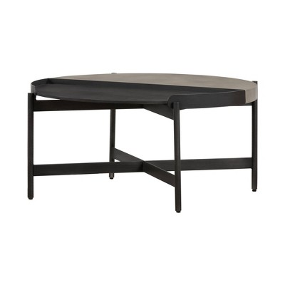 Round Dua Concrete Coffee Table Gray/Black - Armen Living