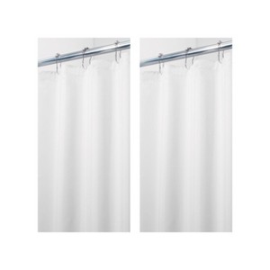 iDesign Solid Polyester Shower Curtain - 72" x 72" - Set of 2 - White - 1 of 4